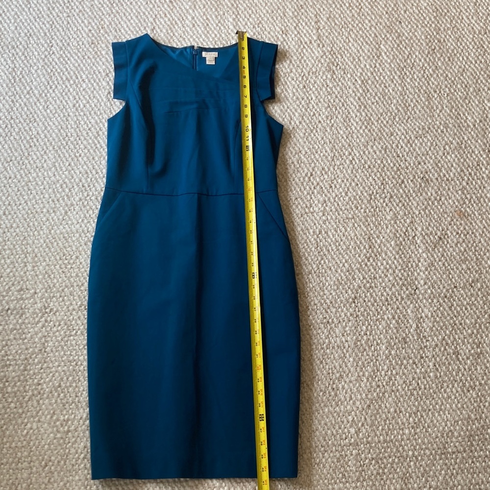 NWOT J. Crew Sleeveless Teal-Blue Sheath Dress - Picture 8 of 9